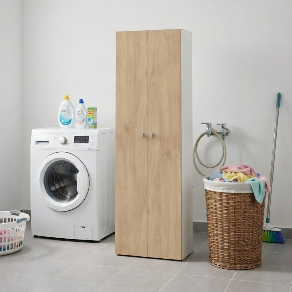 Escobero 2 Puertas 180 cm Blanco Roble Kendal