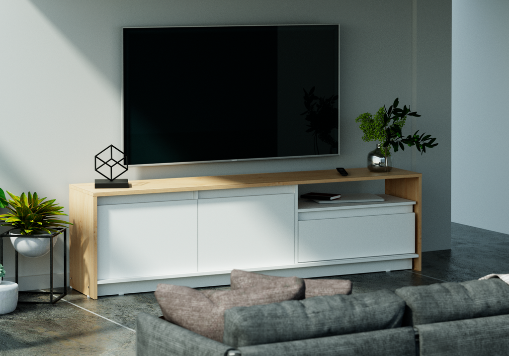 Rack De Tv 180 cm Roble Kendal Blanco