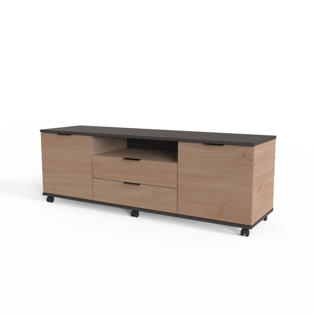 Rack de Tv Movil 160 cm Gris y Roble Kendal