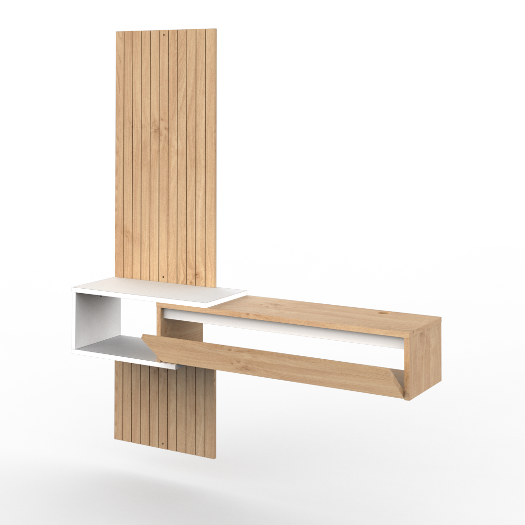 Rack de Tv Recibidor Flotante 140 cm Blanco Roble Kendal