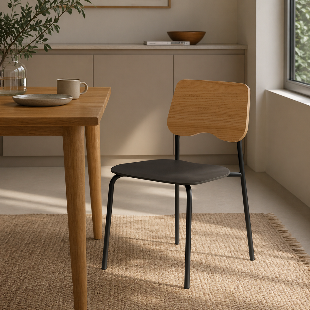 Silla Roma Negra Gris Plomo Roble