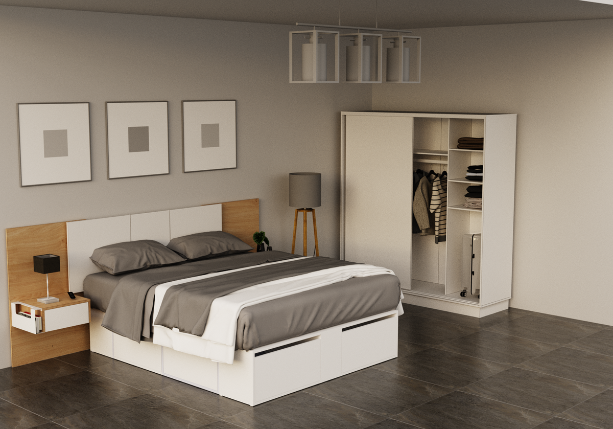 Respaldo Cama De 2 Plazas Roble Kendal Blanco