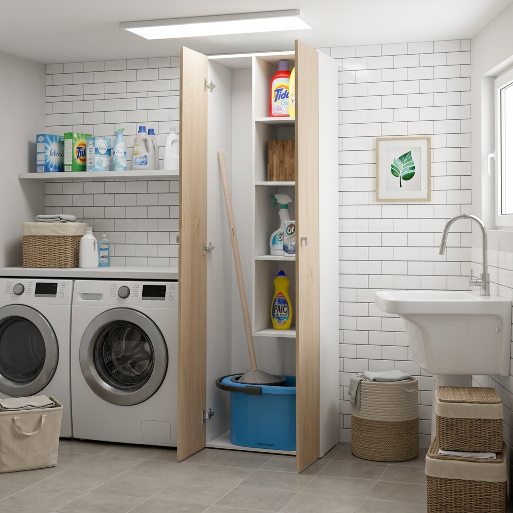Escobero 2 Puertas 180 cm Blanco Roble Kendal