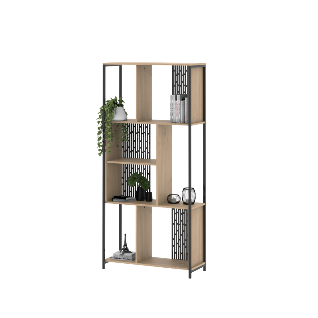 Biblioteca Berlin 180 cm Roble Kendal Negro