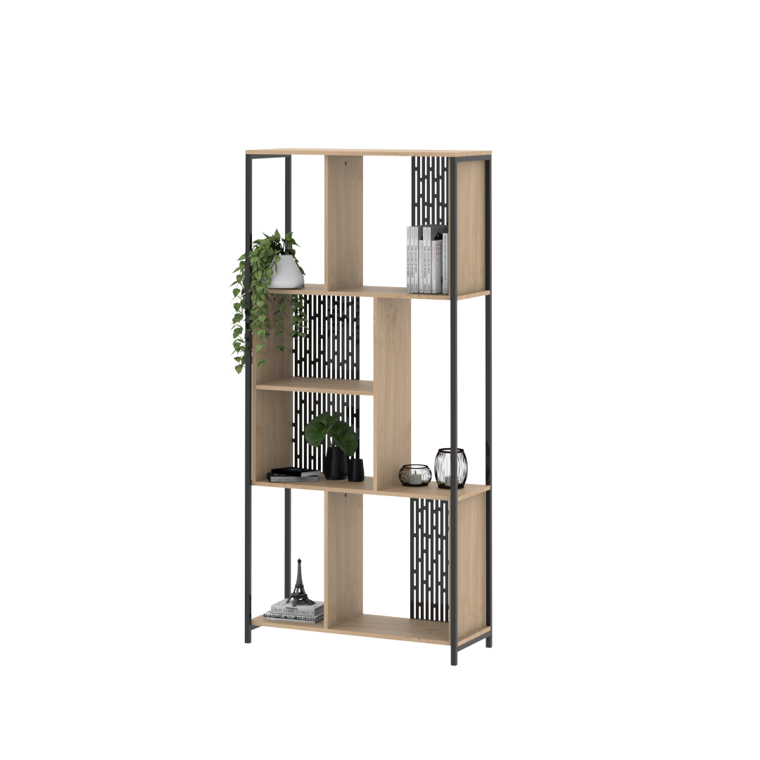 Biblioteca Berlin 180 cm Roble Kendal Negro