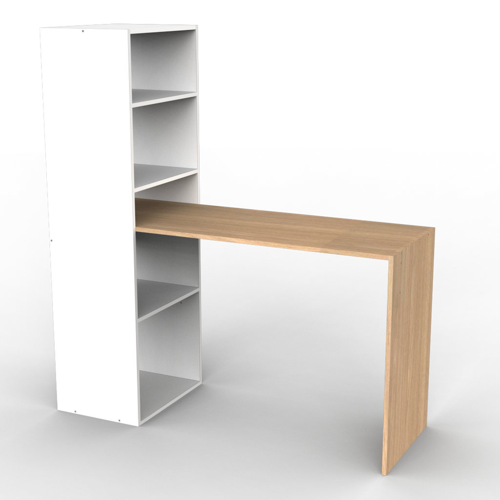 Escritorio con Biblioteca 120 cm Roble Kendal Blanco