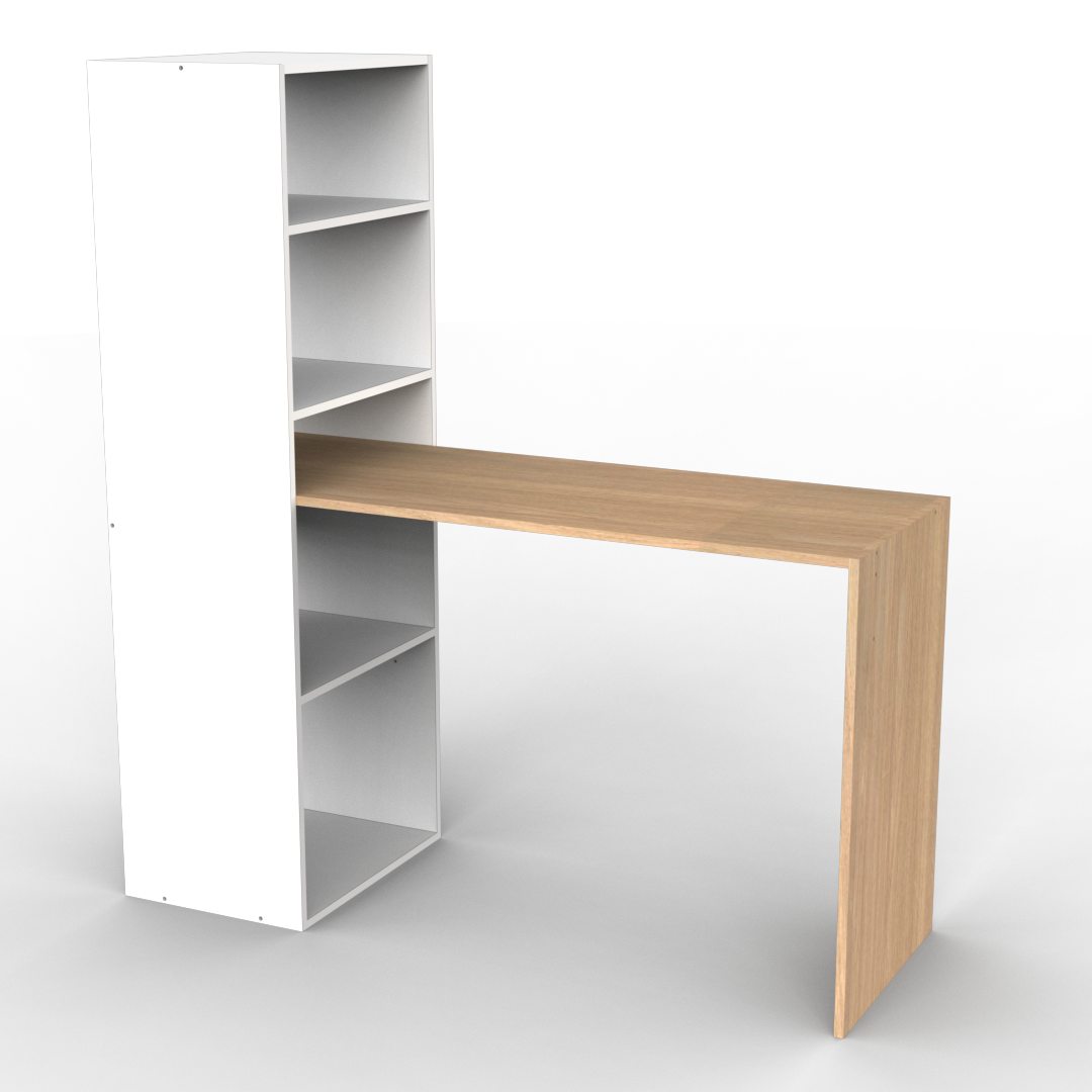 Escritorio con Biblioteca 120 cm Roble Kendal Blanco