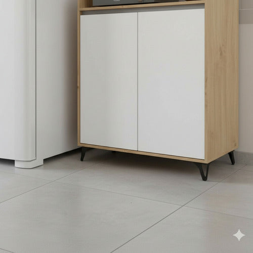 Auxiliar Portamicroondas 90 cm Blanco Roble Kendal