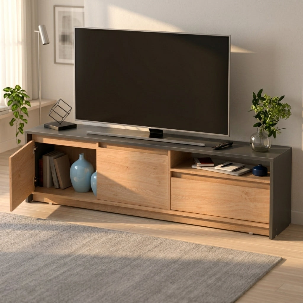 Rack De Tv 180 cm Gris Roble Kendal