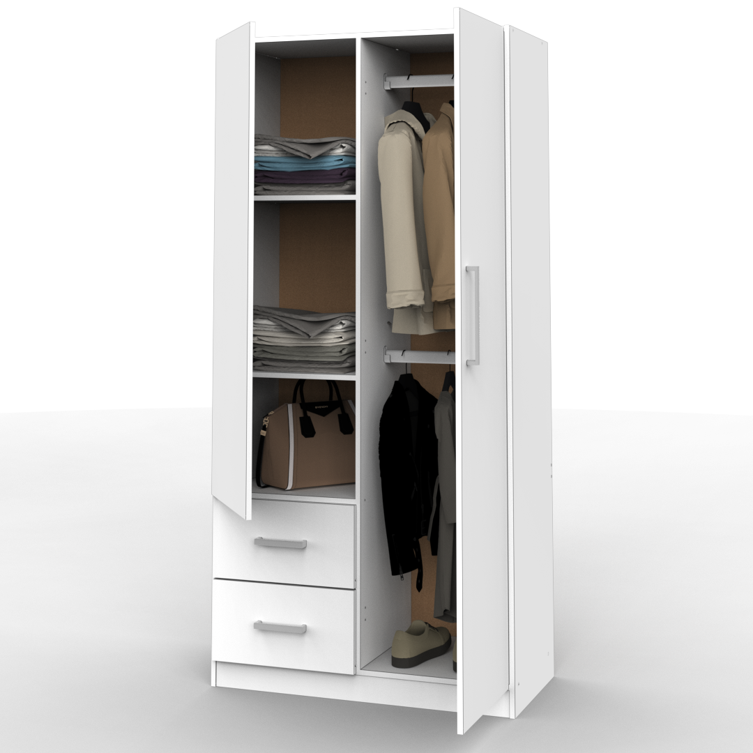 Placard 2 Puertas 87 cm Blanco