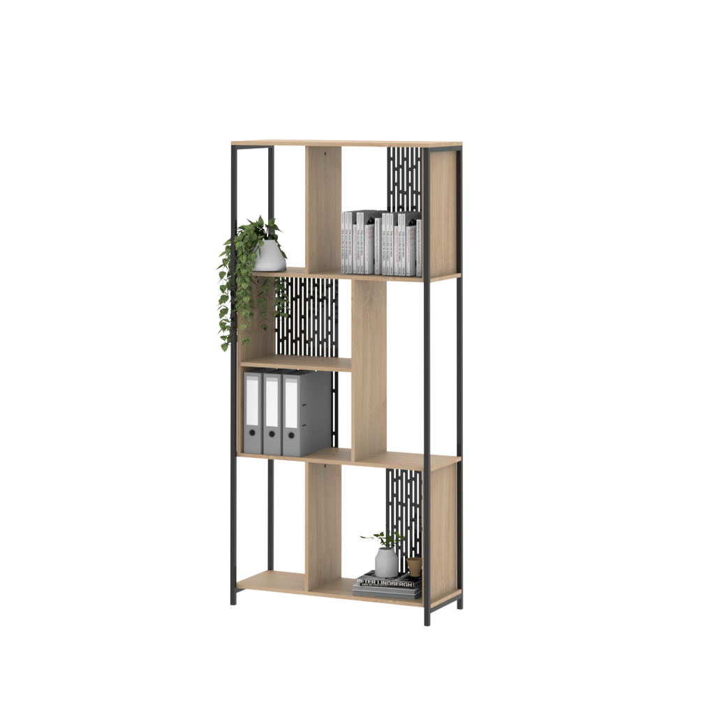 Biblioteca Berlin 180 cm Roble Kendal Negro