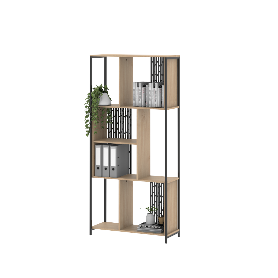 Biblioteca Berlin 180 cm Roble Kendal Negro
