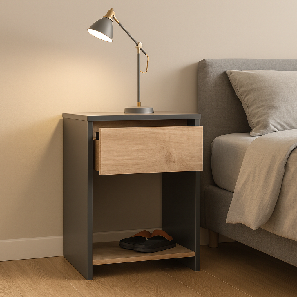 Mesita De Luz Niza 60 cm Gris Roble Kendal