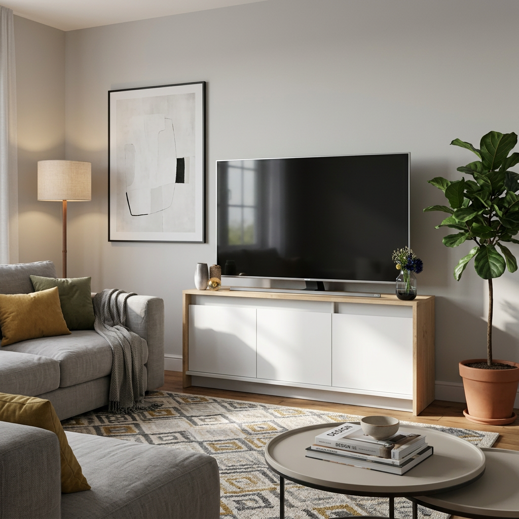 Rack De Tv 130 cm Roble Kendal Blanco