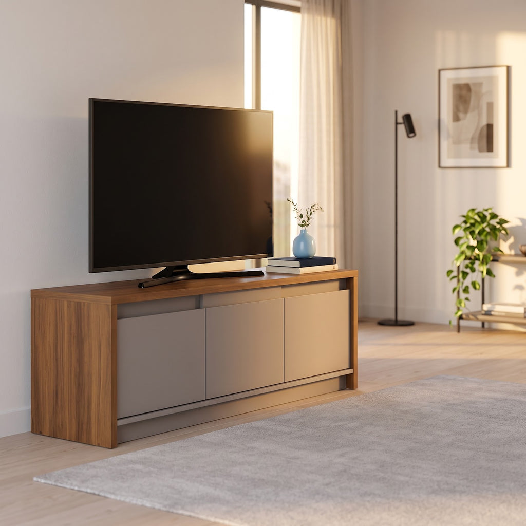 Rack De Tv 130 cm Nogal Gris Arcilla