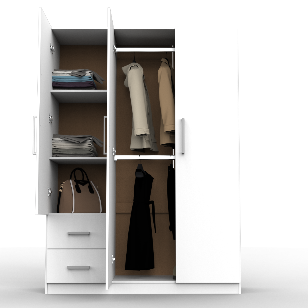 Placard 3 Puertas 130 cm Blanco