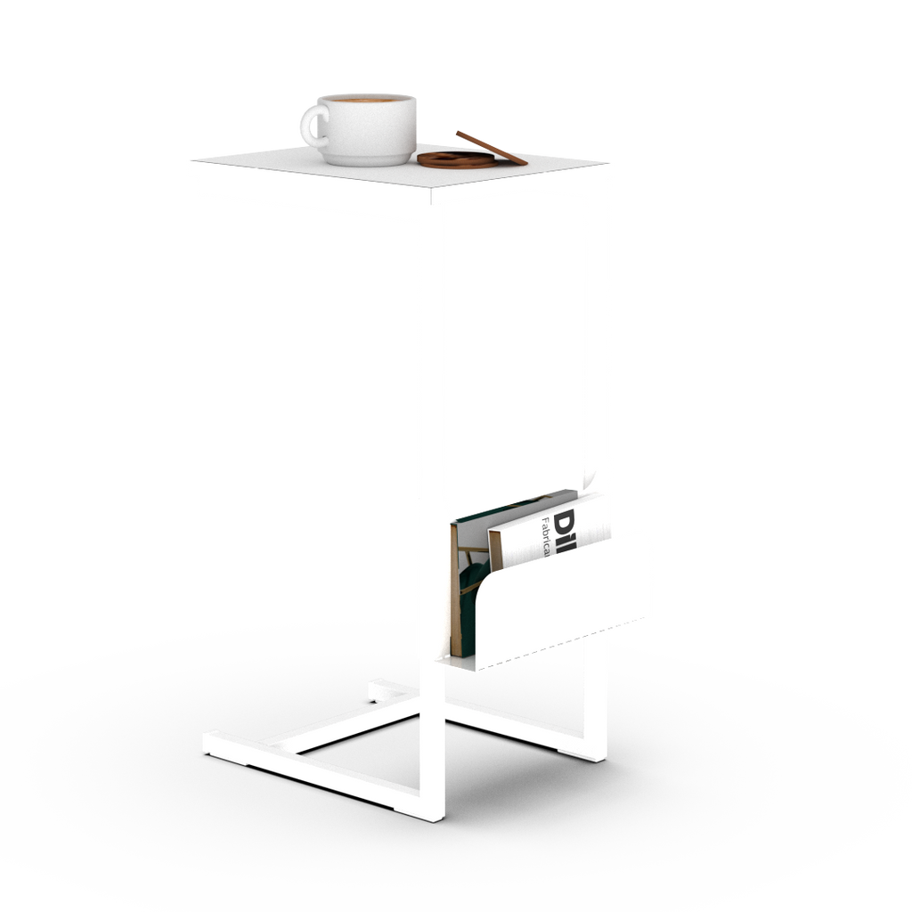Mesa de Arrime con Revistero Blanca