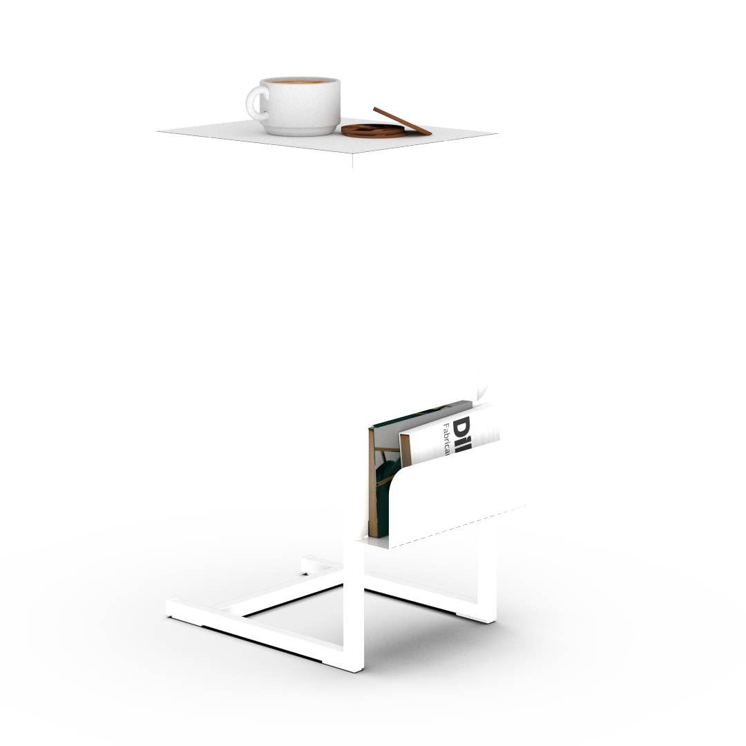 Mesa de Arrime con Revistero Blanca