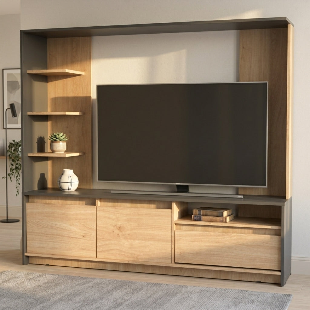 Panel De Tv 180 cm Gris Roble Kendal