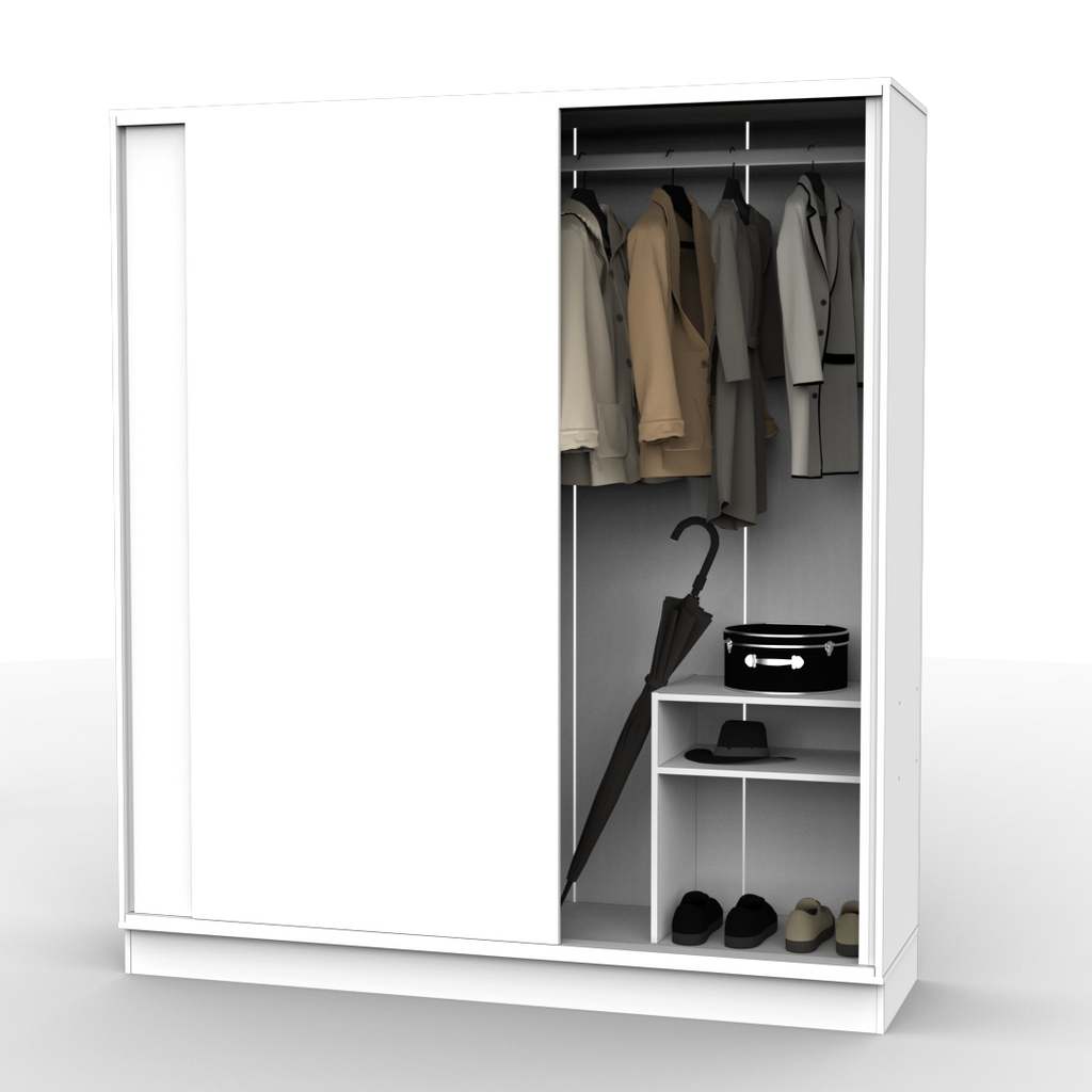 Placard Corredizo 180 cm con Zapatero Blanco