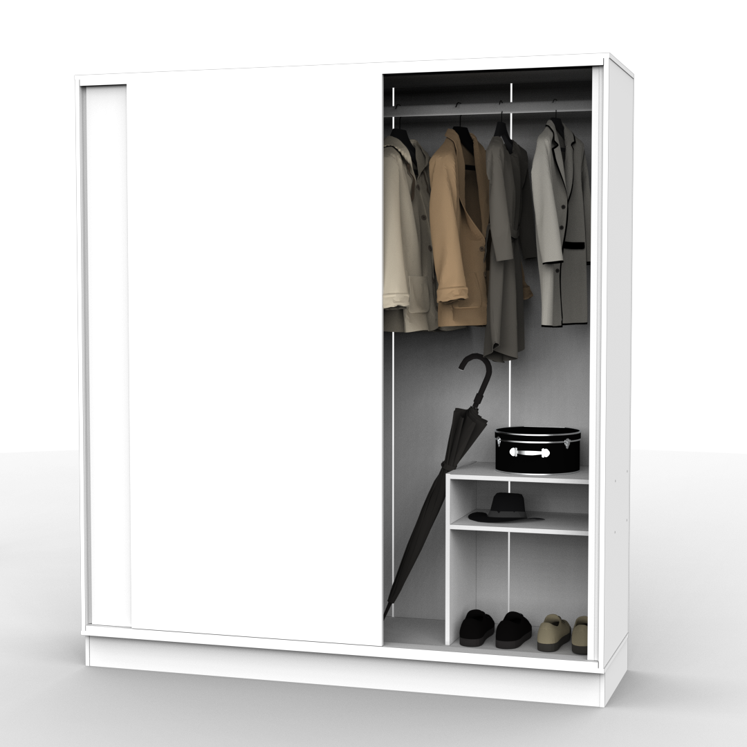 Placard Corredizo 180 cm con Zapatero Blanco