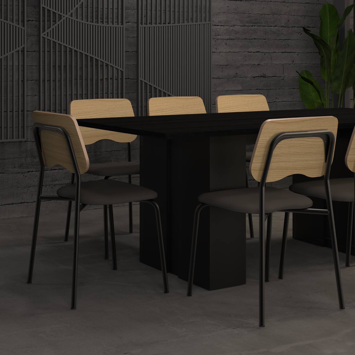 Silla Roma Negra Gris Plomo Roble
