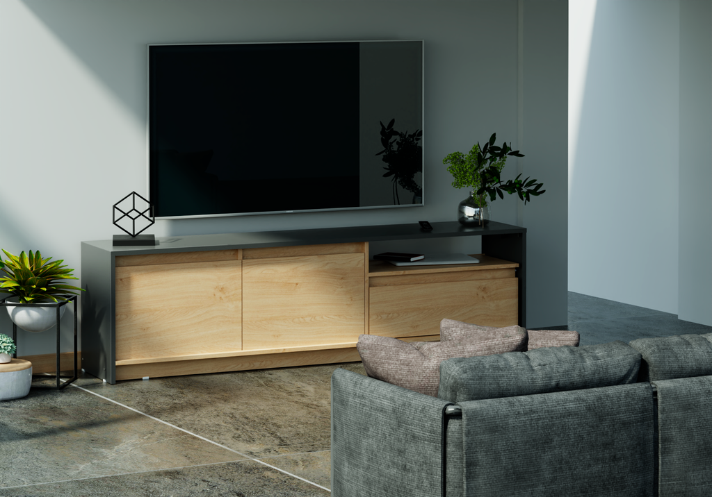 Rack De Tv 180 cm Gris Roble Kendal
