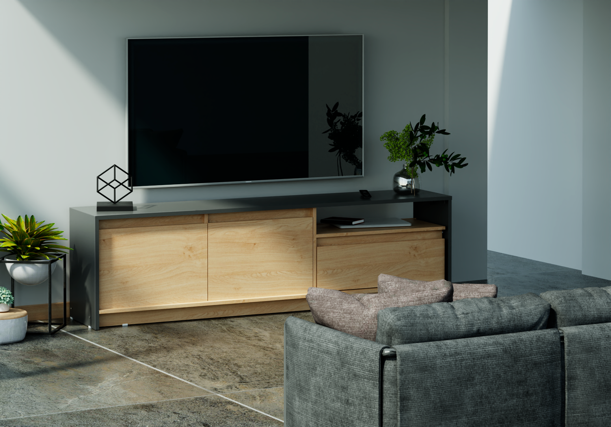 Rack De Tv 180 cm Gris Roble Kendal