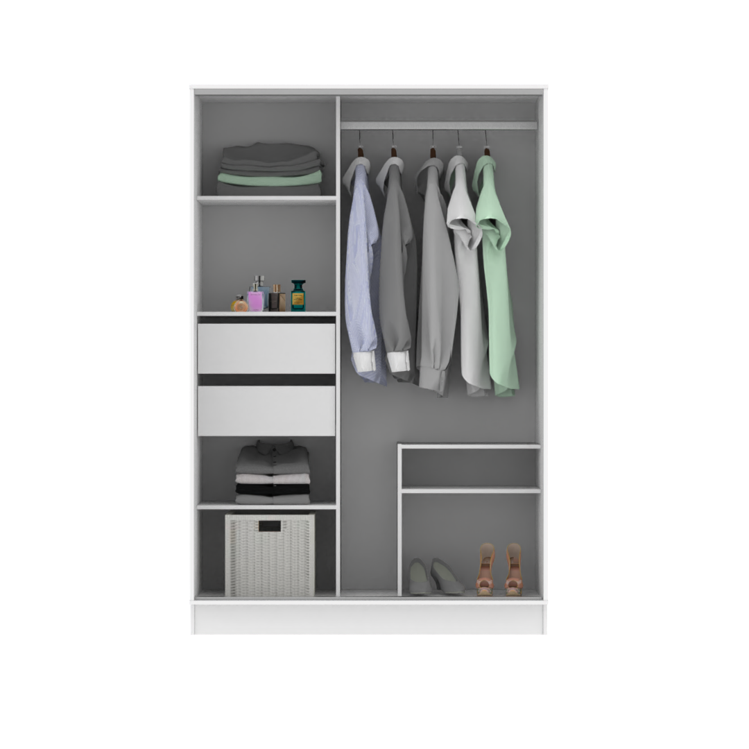 Placard Corredizo 135 cm con Zapatero Blanco