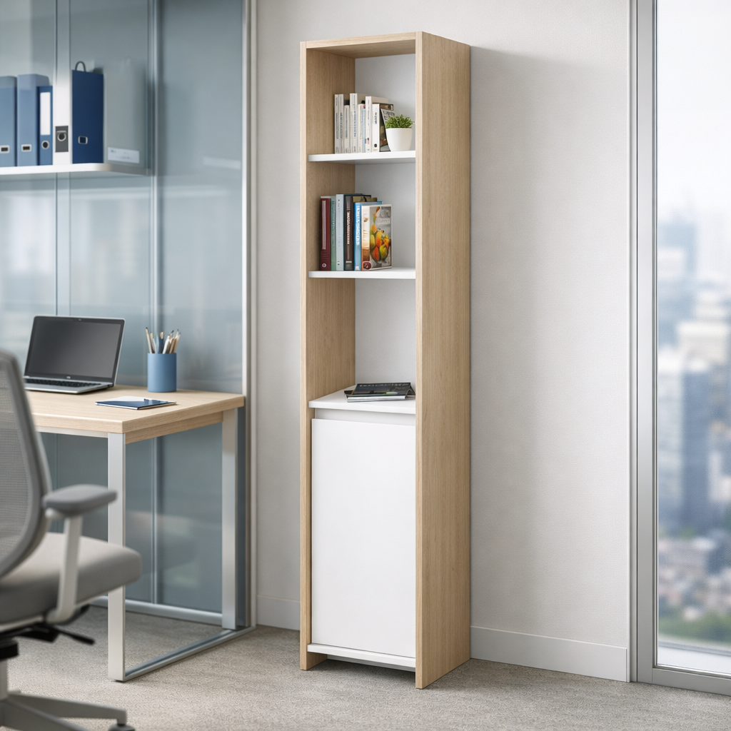 Columna Biblioteca Niza 40 cm Roble Kendal Blanco