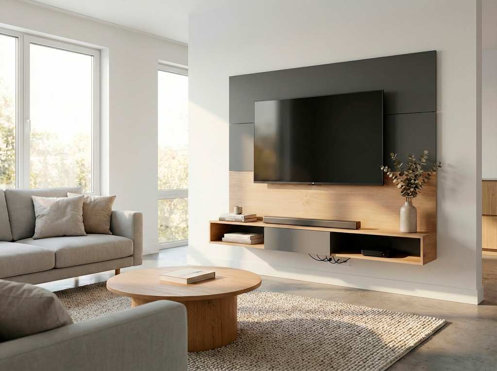 Panel Rack de Tv Flotante 160 cm Gris Roble Kendal