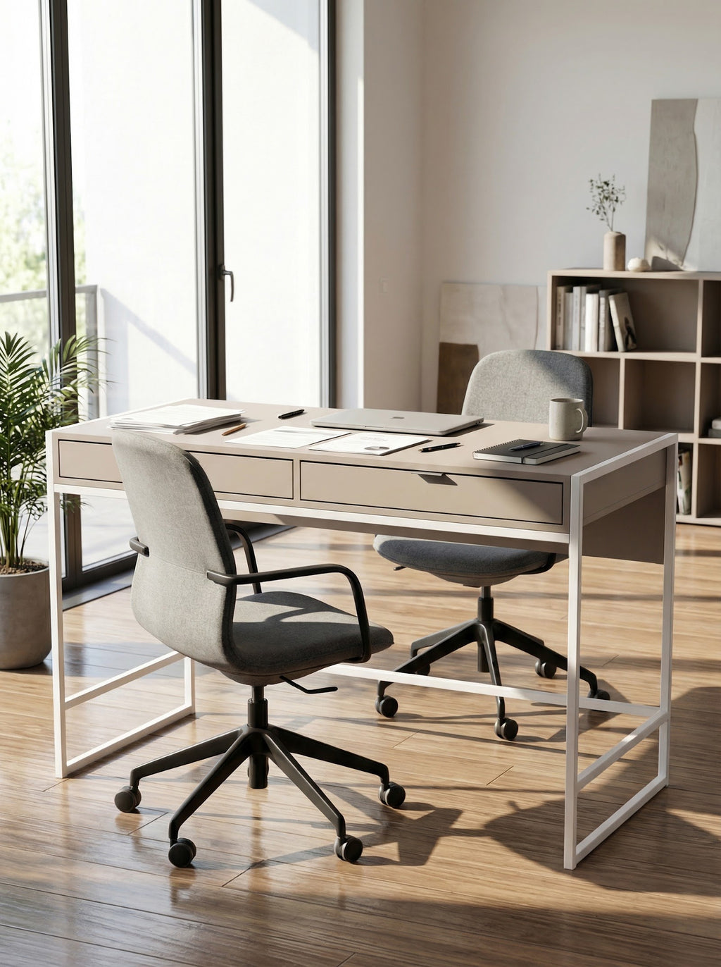 Escritorio Moderno 120 cm Gris Arcilla Blanco