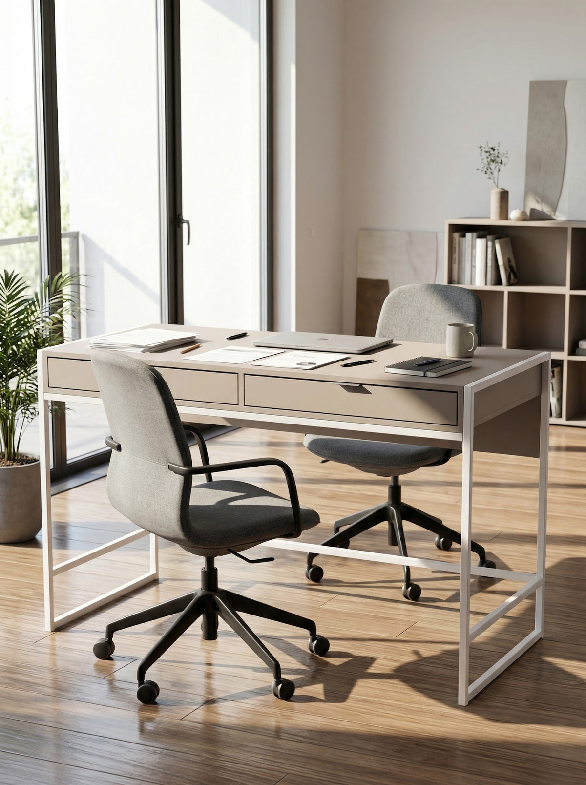 Escritorio Moderno 120 cm Gris Arcilla Blanco