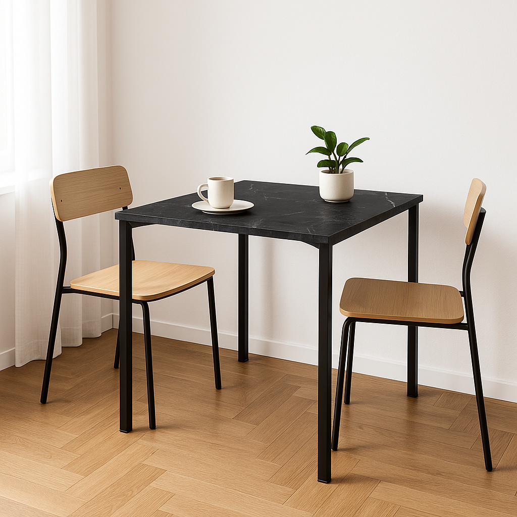 Mesa Milano Cuadrada 85 cm Marmol Gris Negro