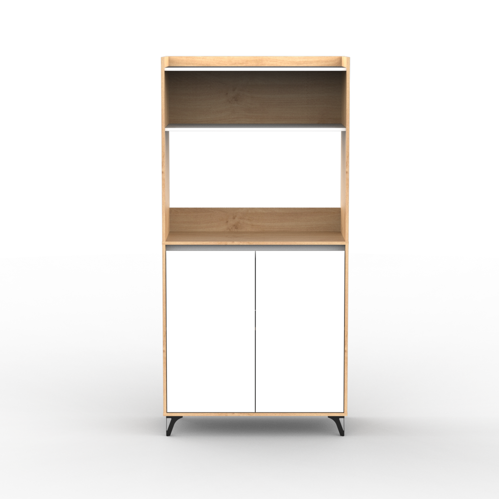 Auxiliar Portamicroondas Con Estante 90 cm Blanco Roble Kendal