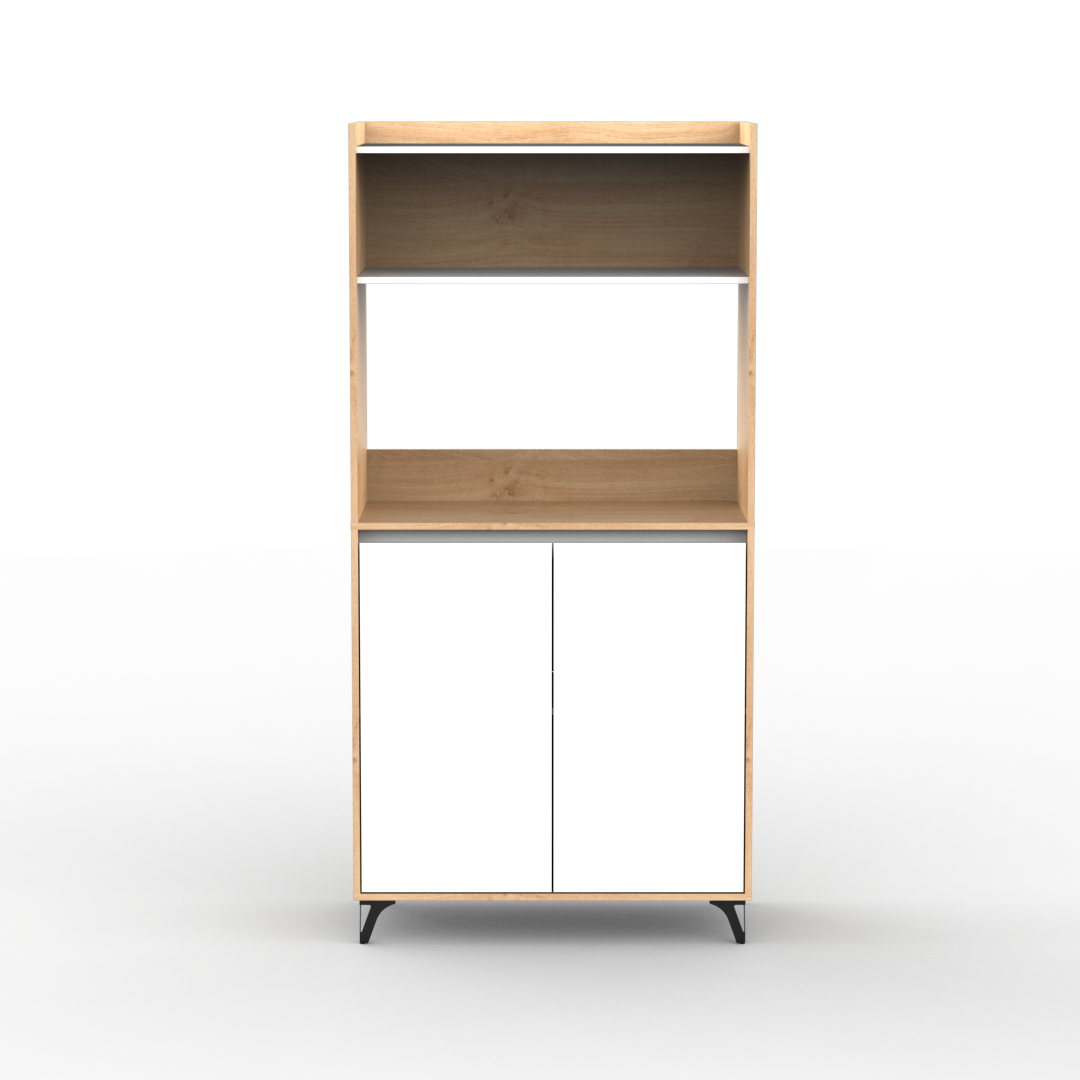 Auxiliar Portamicroondas Con Estante 90 cm Blanco Roble Kendal