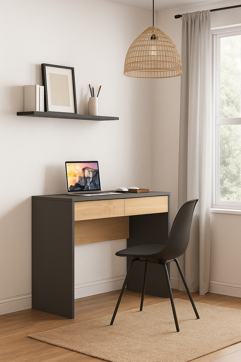 Escritorio Con Cajones Niza 100 cm Gris Roble Kendal