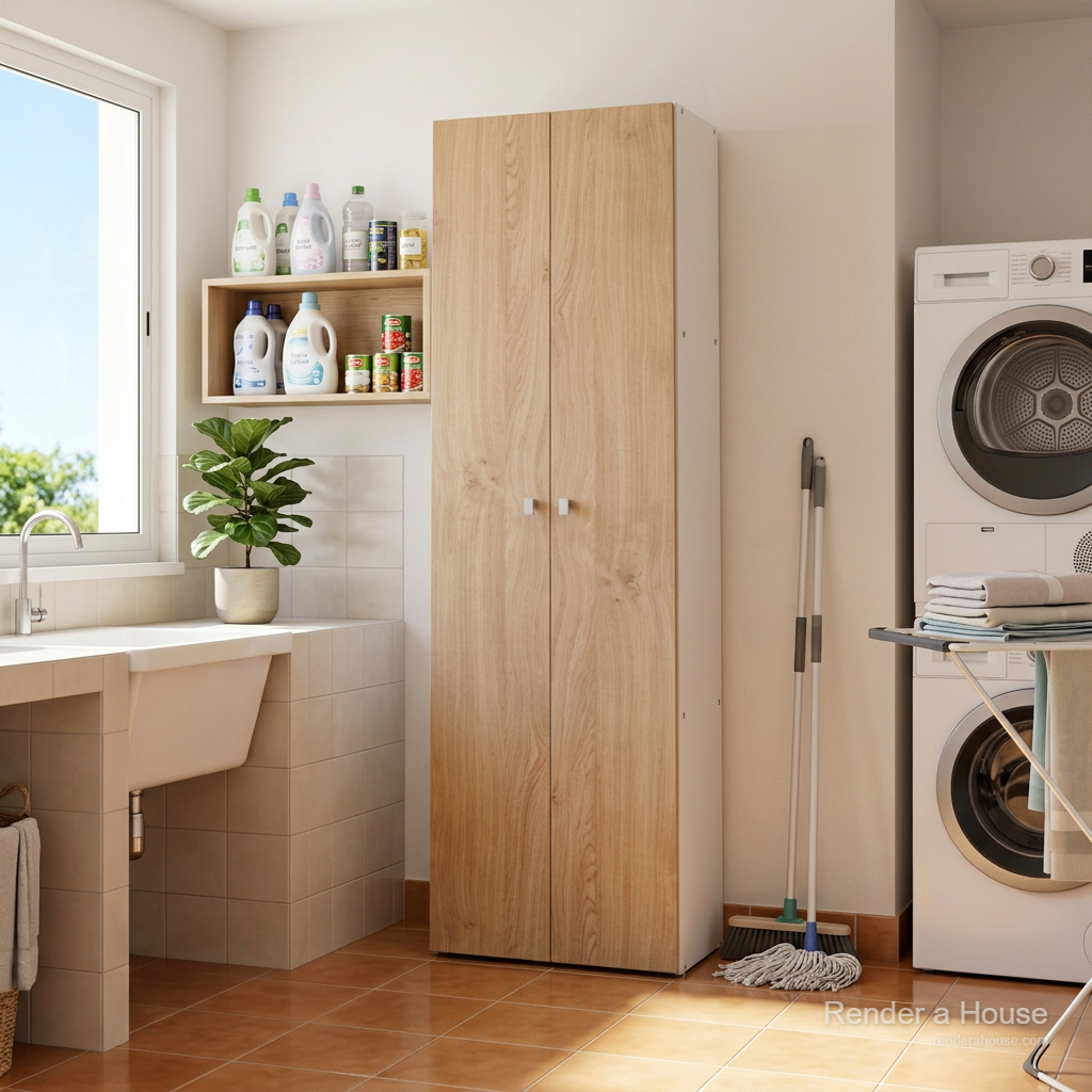 Escobero 2 Puertas 180 cm Blanco Roble Kendal