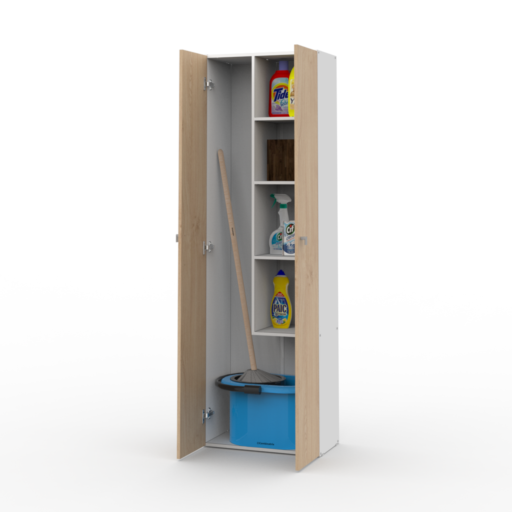 Escobero 2 Puertas 180 cm Blanco Roble Kendal