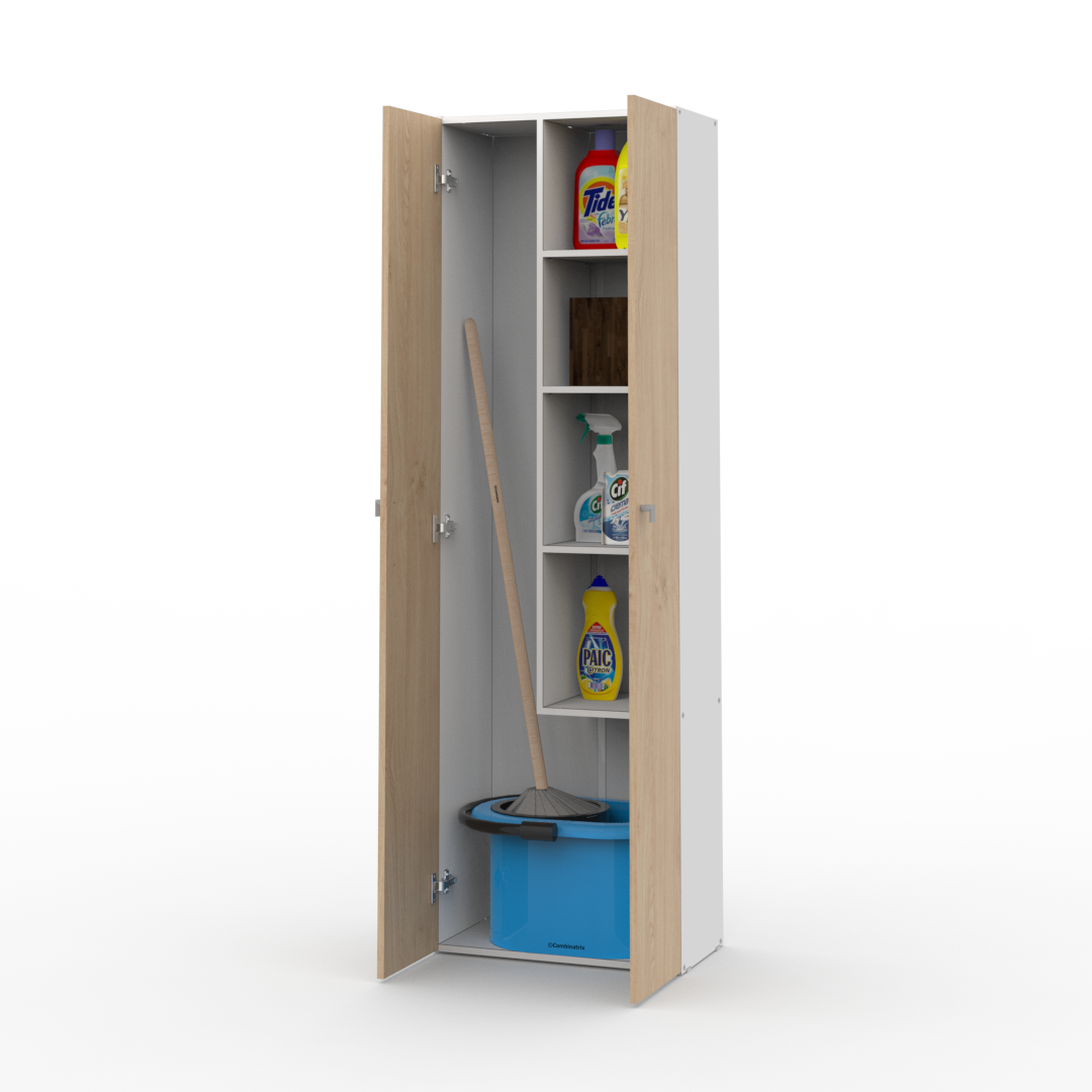Escobero 2 Puertas 180 cm Blanco Roble Kendal