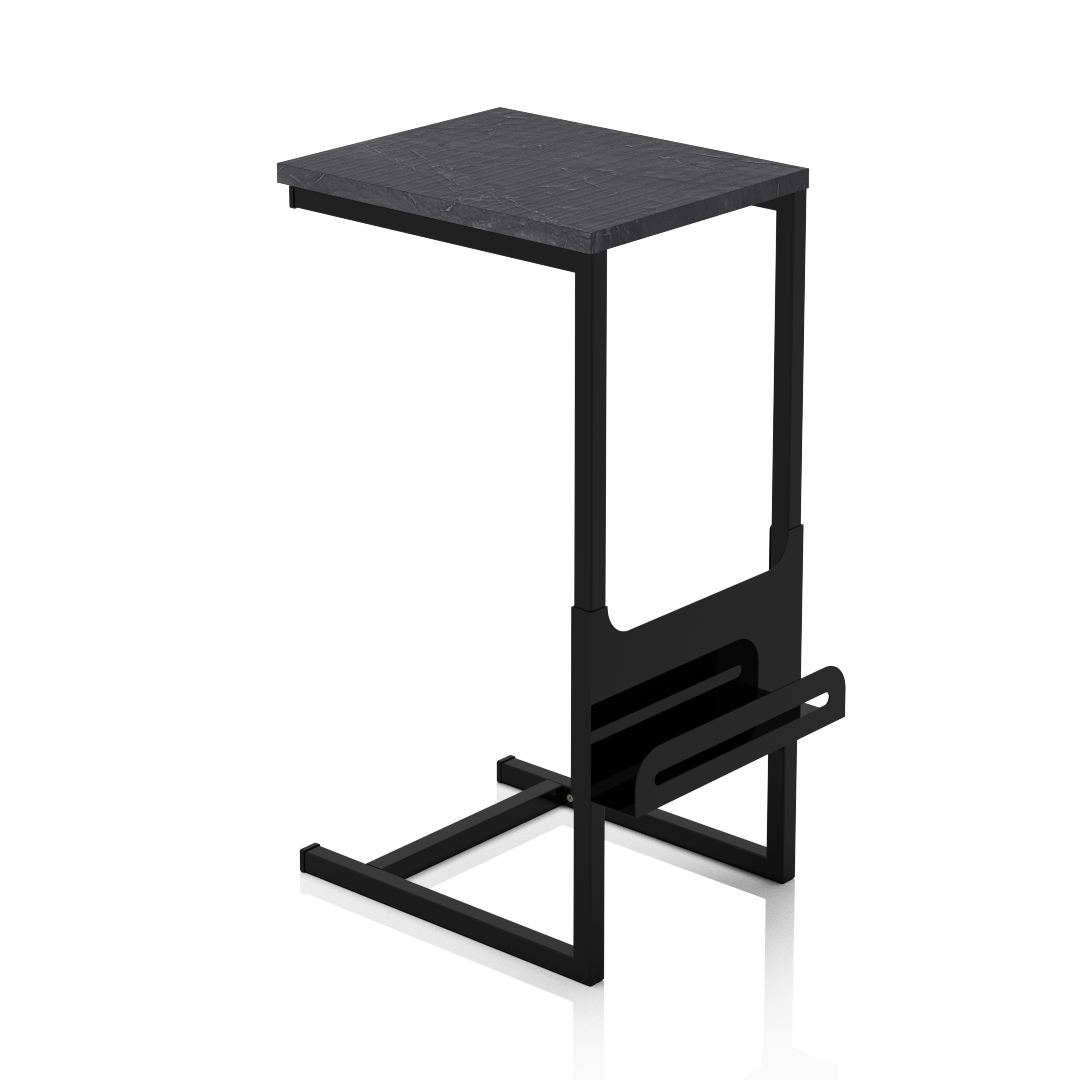 Mesa de Arrime con Revistero Marmol Gris Negra
