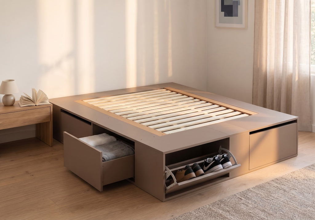 Cama Extensible 140 o 160 cm Gris Arcilla