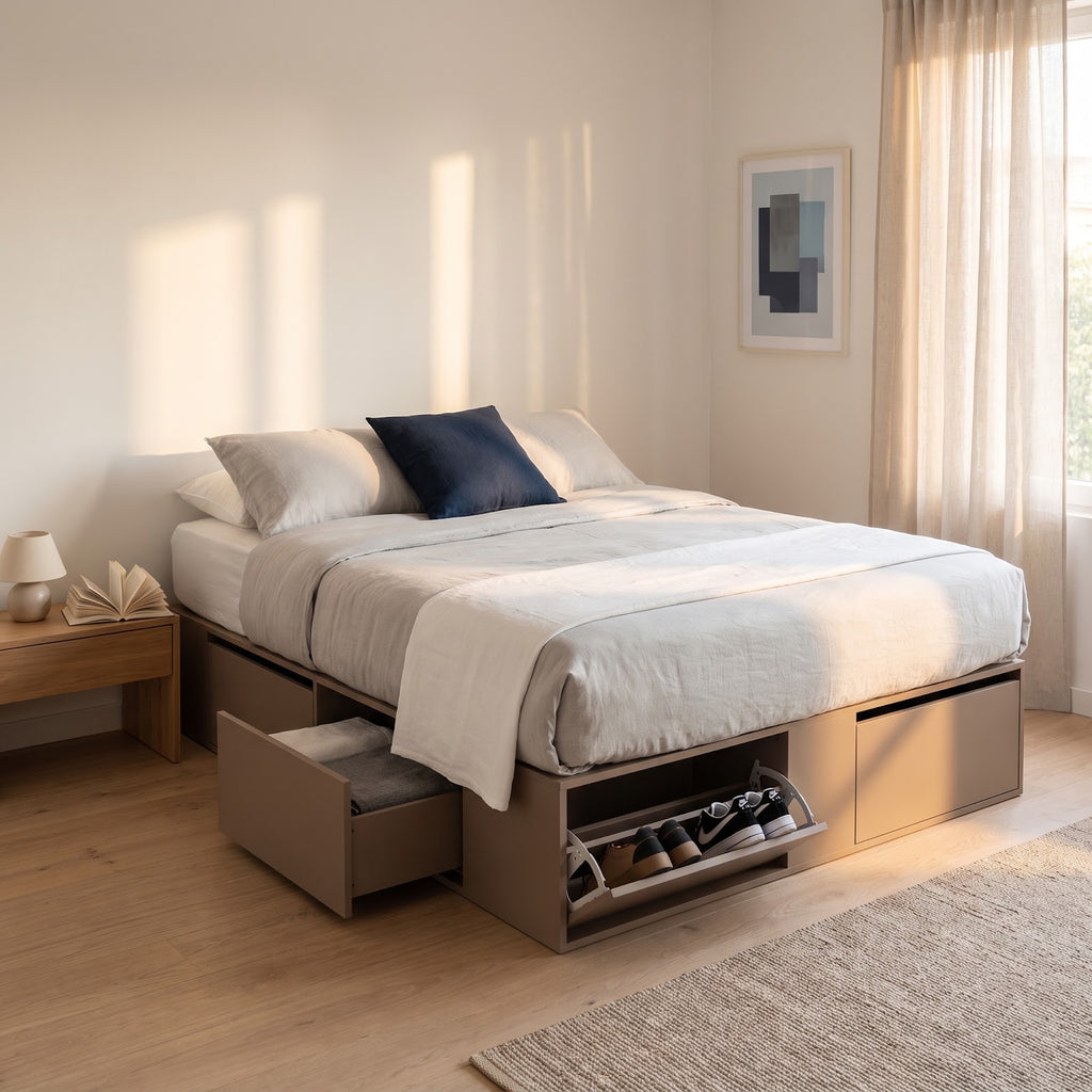 Cama Extensible 140 o 160 cm Gris Arcilla