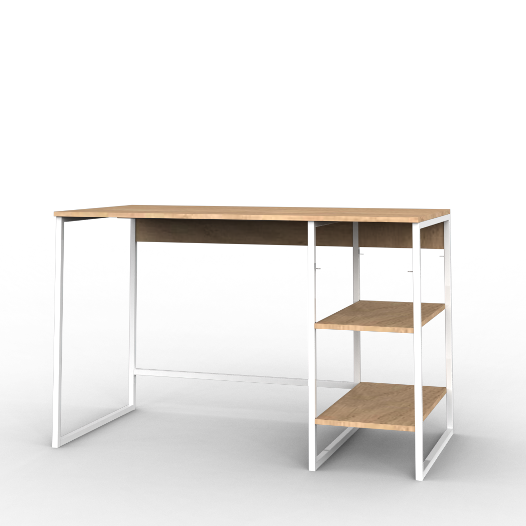 Escritorio con Estantes 120 cm Roble Kendal Blanco