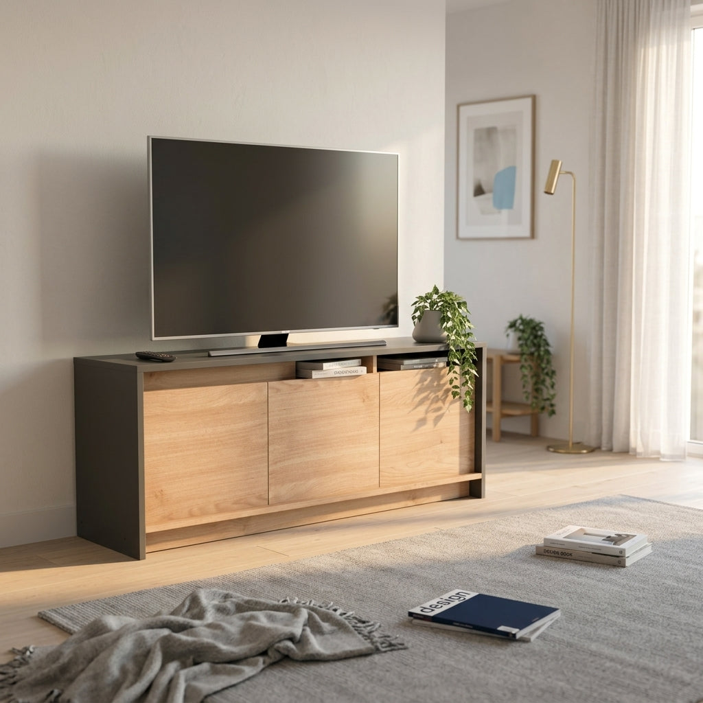 Rack De Tv 130 cm Gris Roble Kendal