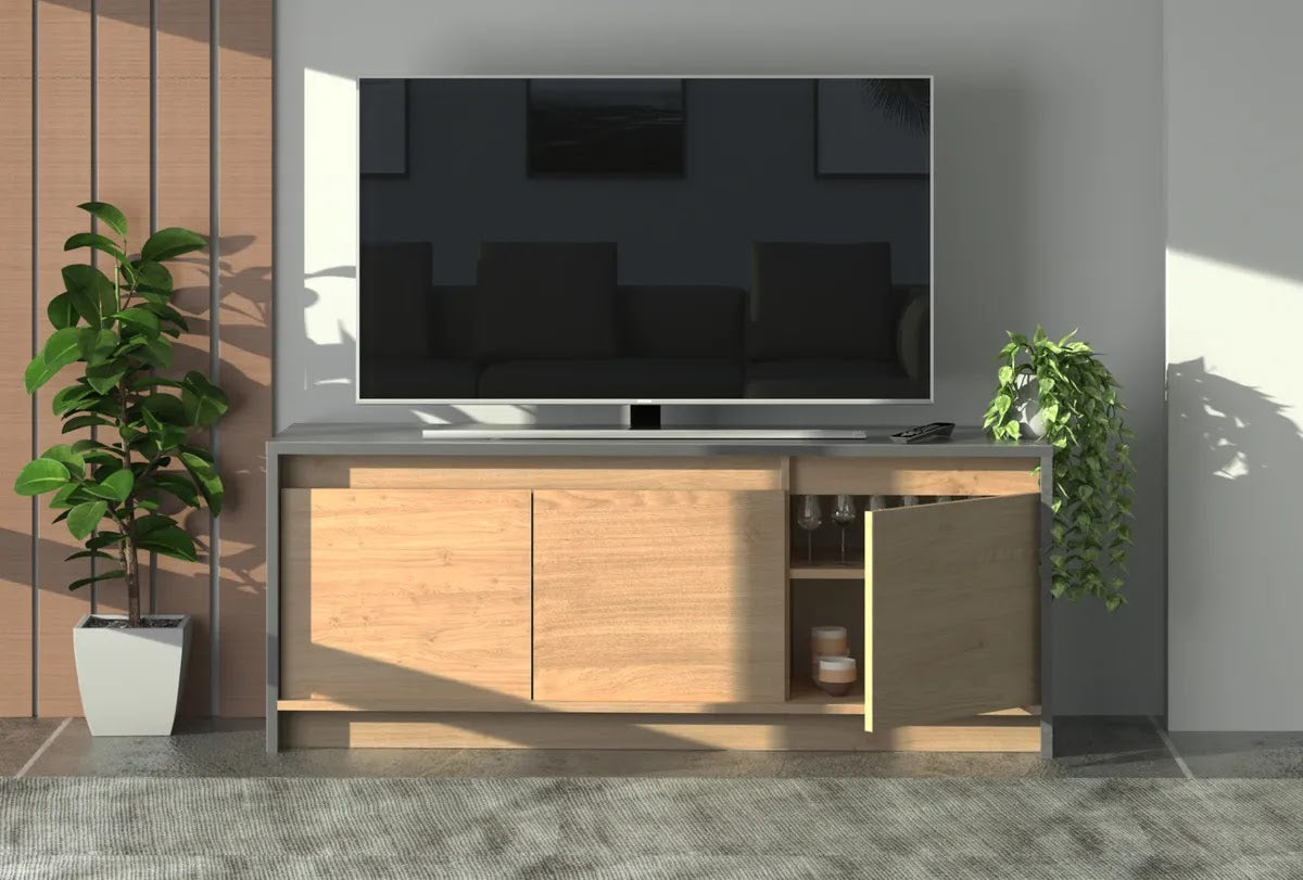 Rack De Tv 130 cm Gris Roble Kendal