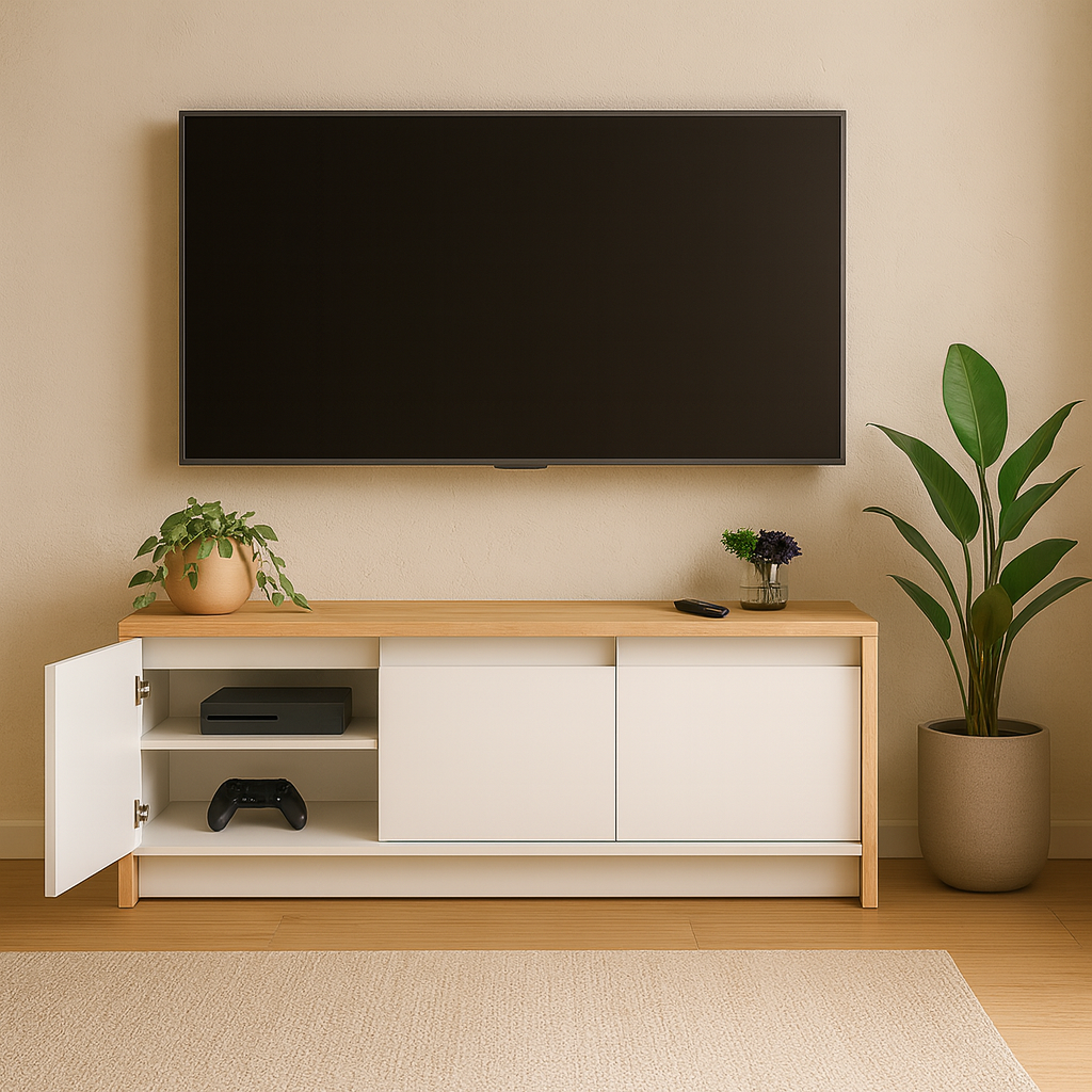 Rack De Tv 130 cm Roble Kendal Blanco