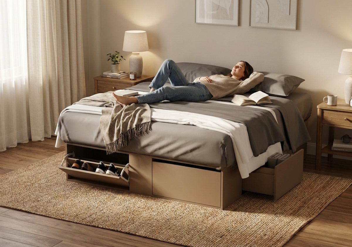 Cama Extensible 140 o 160 cm Gris Arcilla
