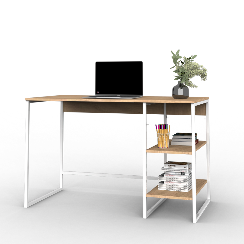Escritorio con Estantes 120 cm Roble Kendal Blanco