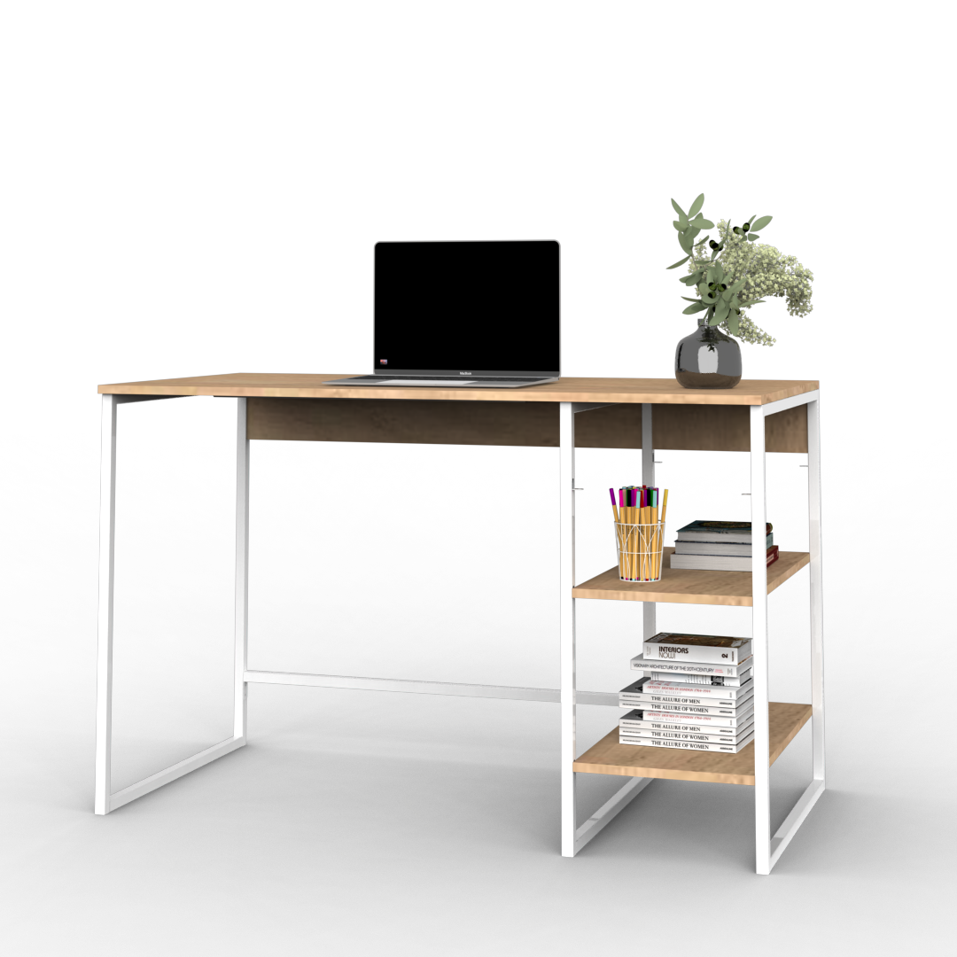 Escritorio con Estantes 120 cm Roble Kendal Blanco